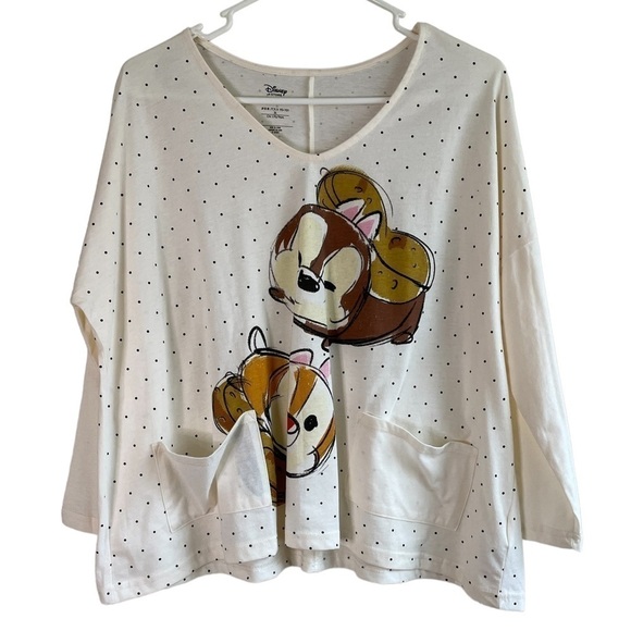 Disney Store Tsum Tsum Chip & Dale Womens 3/4 Sleeve Top • NWOT • Medium - Picture 4 of 5
